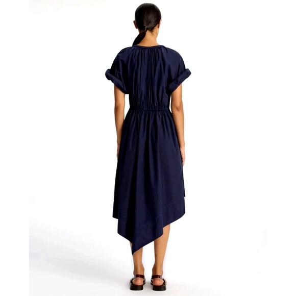 A.L.C. Odin Poplin Midi Asymmetric Cotton Dress Maritime Navy Blue Size 8 NWT - Picture 5 of 15